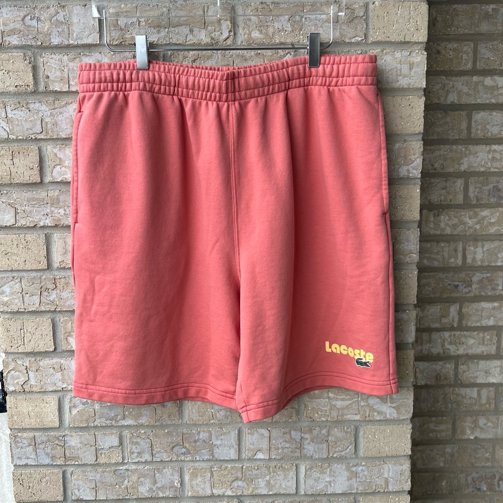 Lacoste Mid Logo Terry Short in Salmon